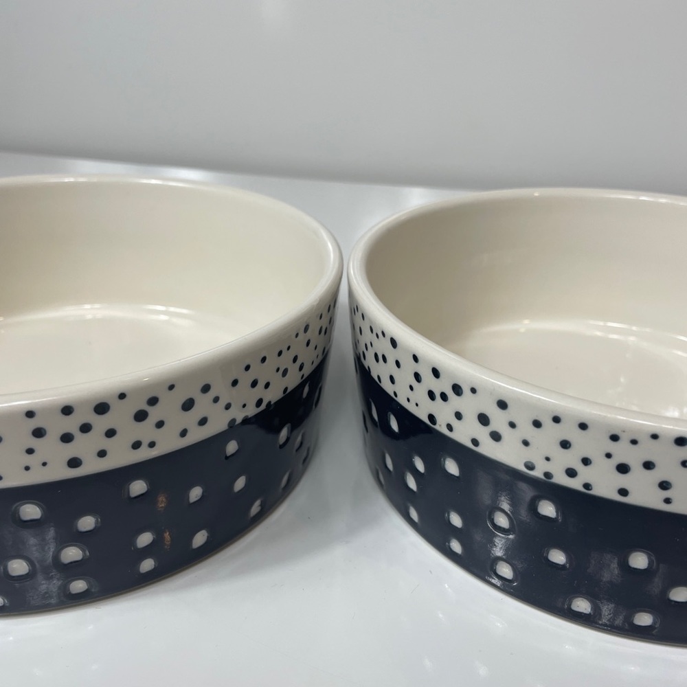 Boots and Barkley- 2X Stoneware Pet Bowl with Carved Pattern - NEW